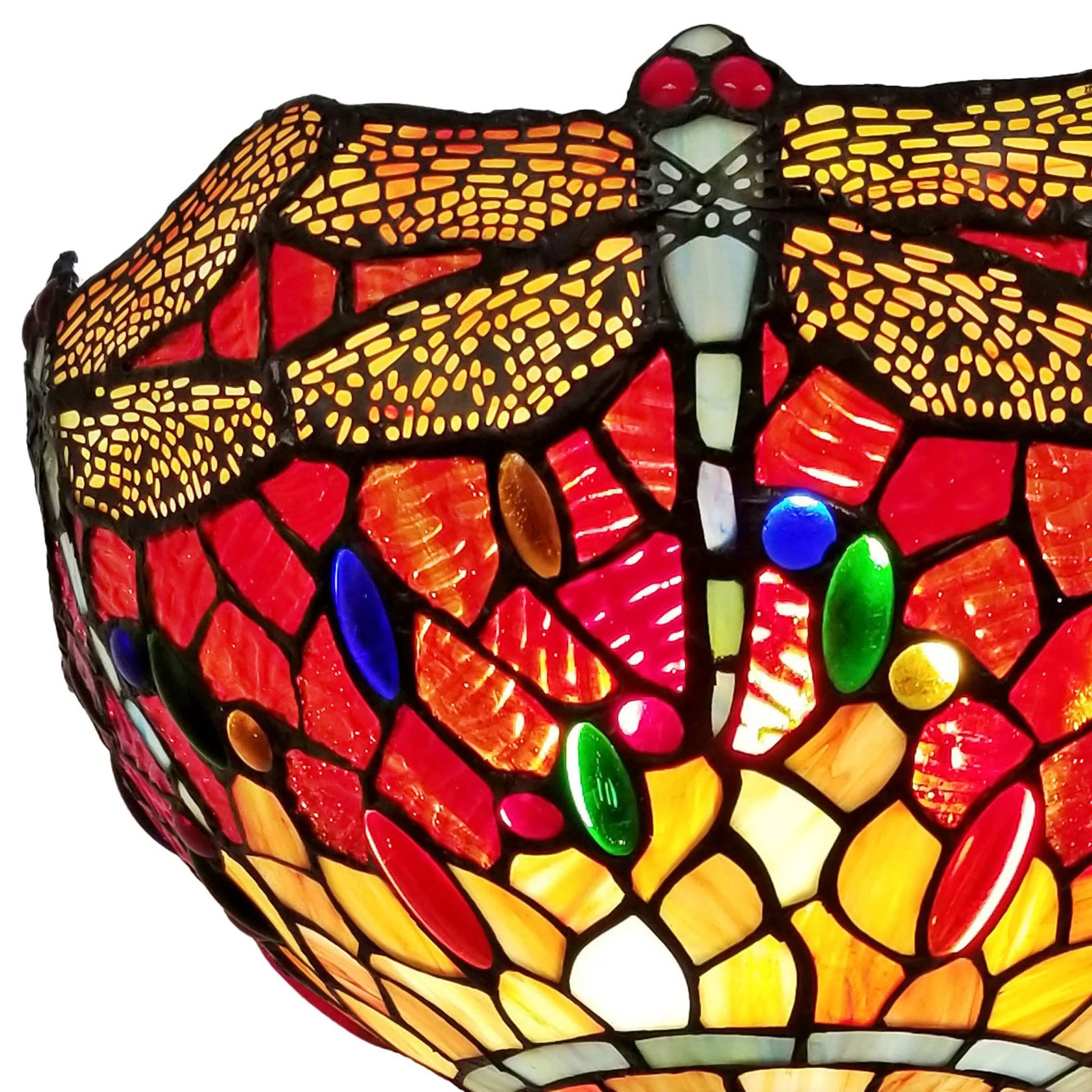 Black And Red Torchiere Floor Lamp With Red Dragonfly Glass Dome Shade By Homeroots - Image 5