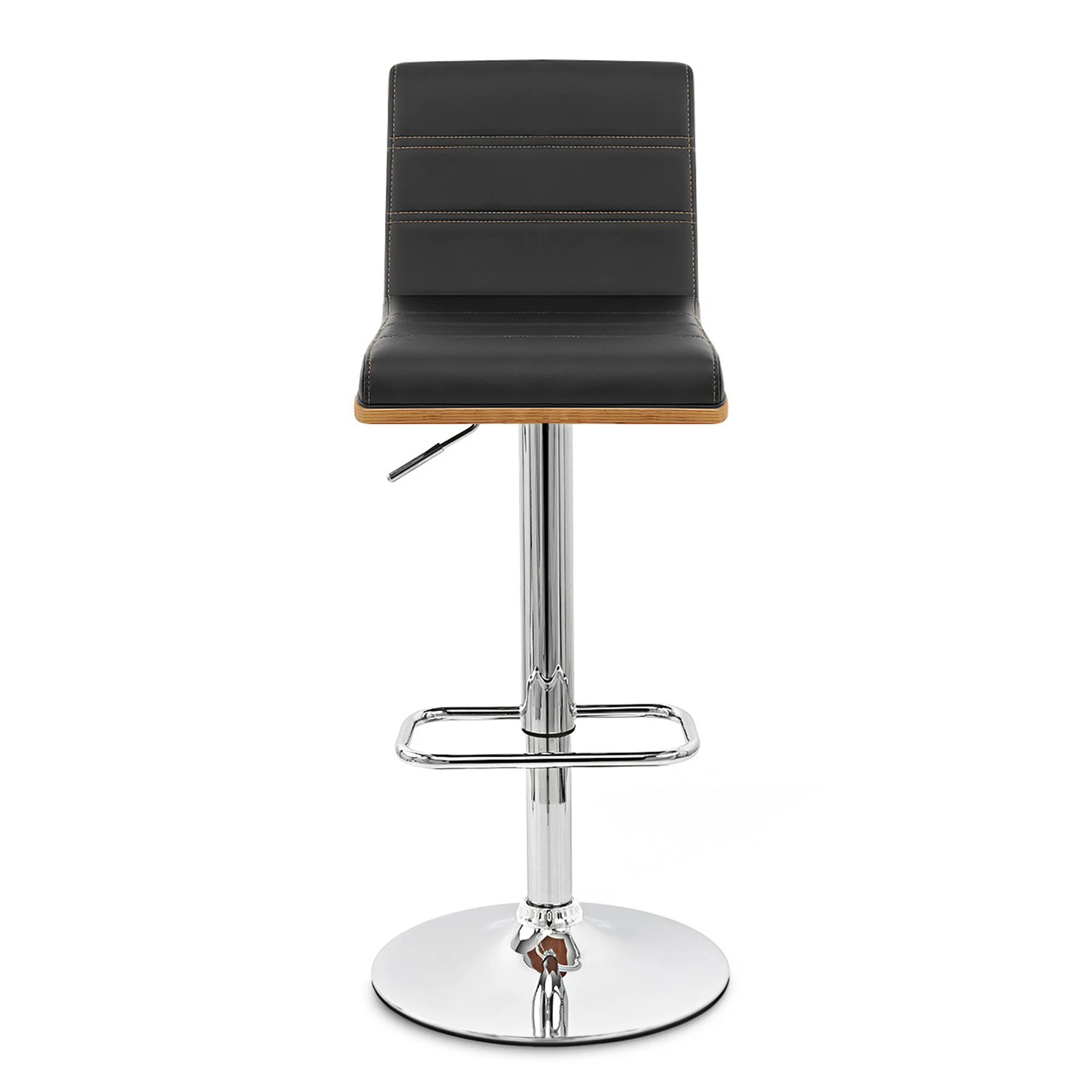 Black and Silver Fabric and Iron Low Back Adjustable Height Swivel Bar Chair By Homeroots - Image 3