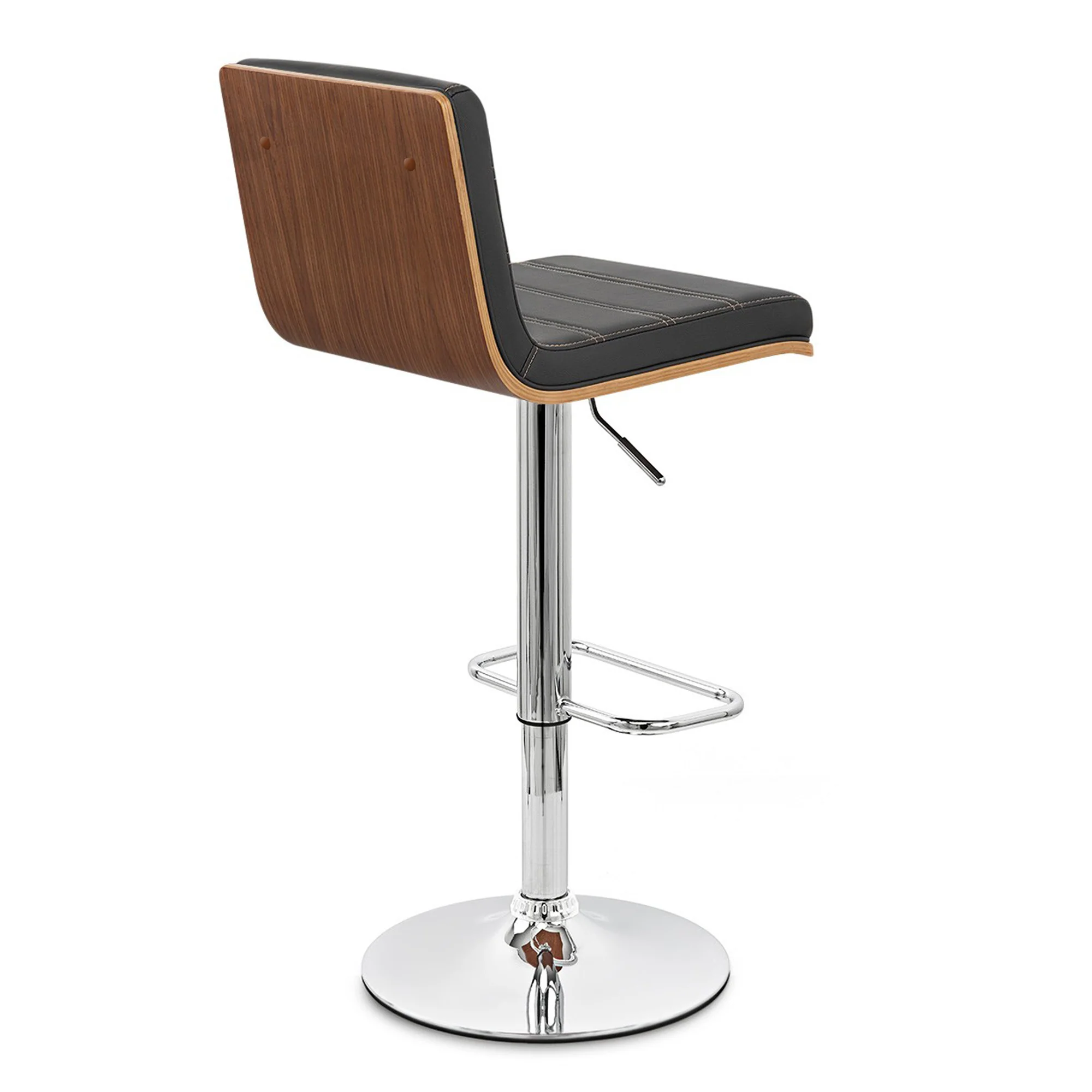 Black and Silver Fabric and Iron Low Back Adjustable Height Swivel Bar Chair By Homeroots - Image 4