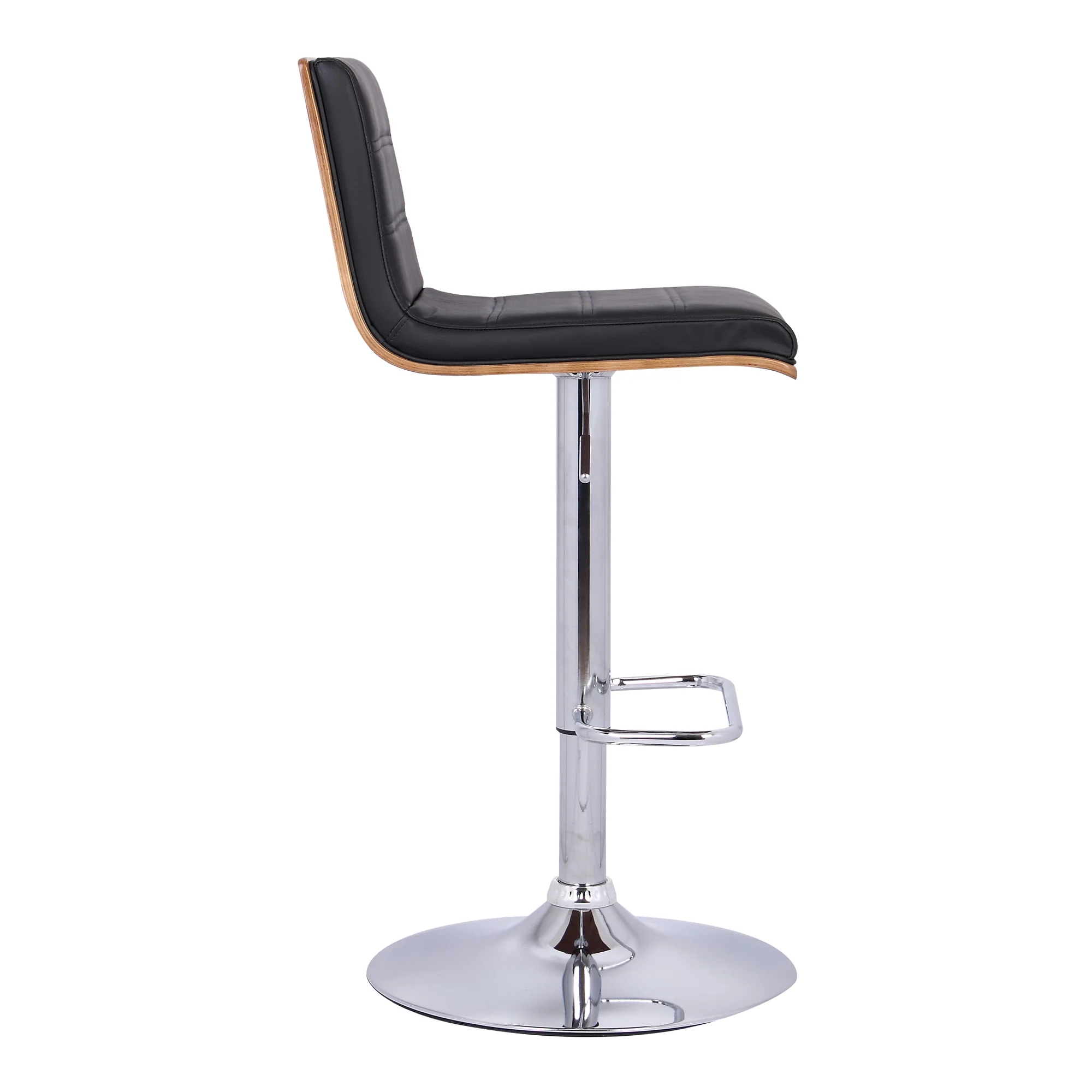 Black and Silver Fabric and Iron Low Back Adjustable Height Swivel Bar Chair By Homeroots - Image 6