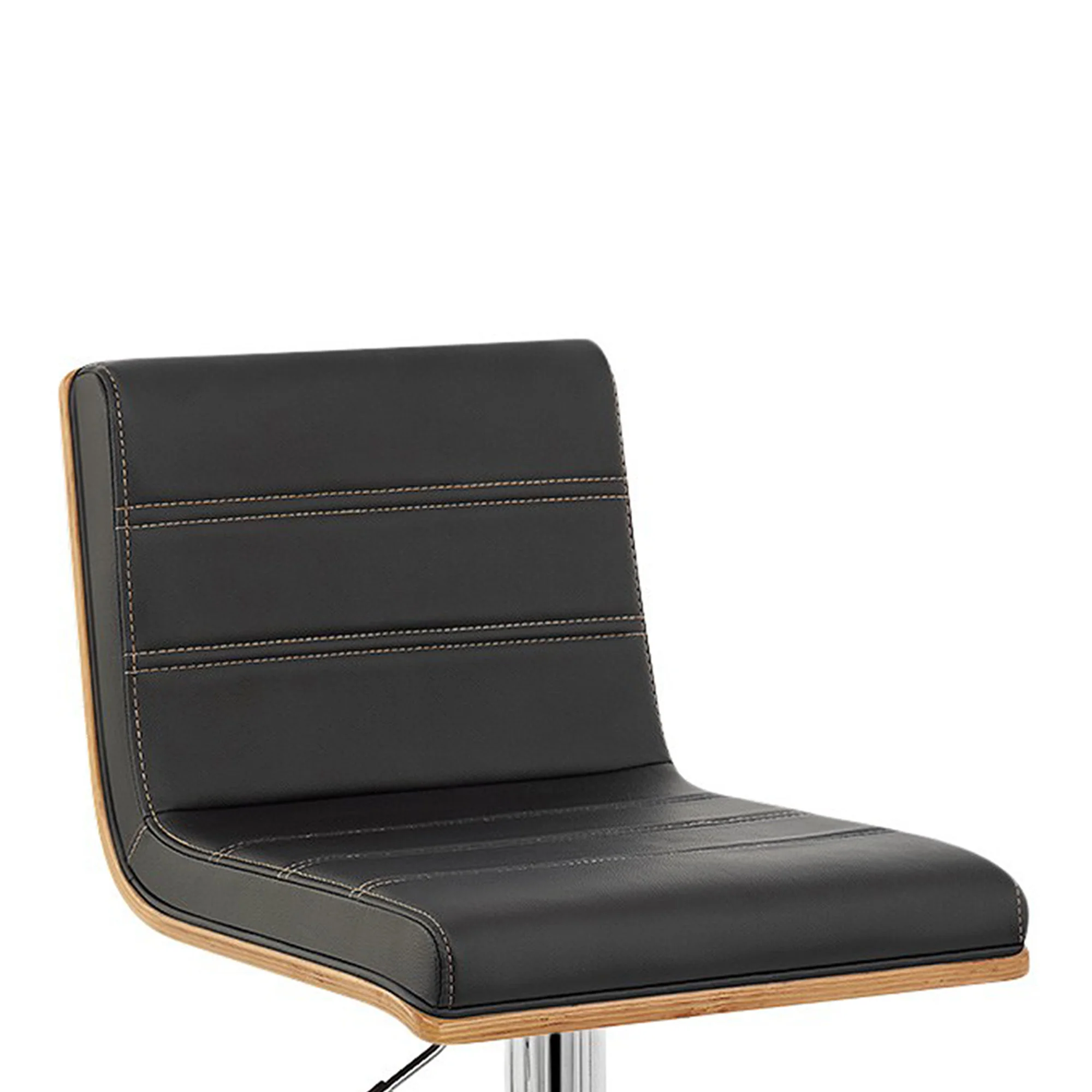 Black and Silver Fabric and Iron Low Back Adjustable Height Swivel Bar Chair By Homeroots - Image 7
