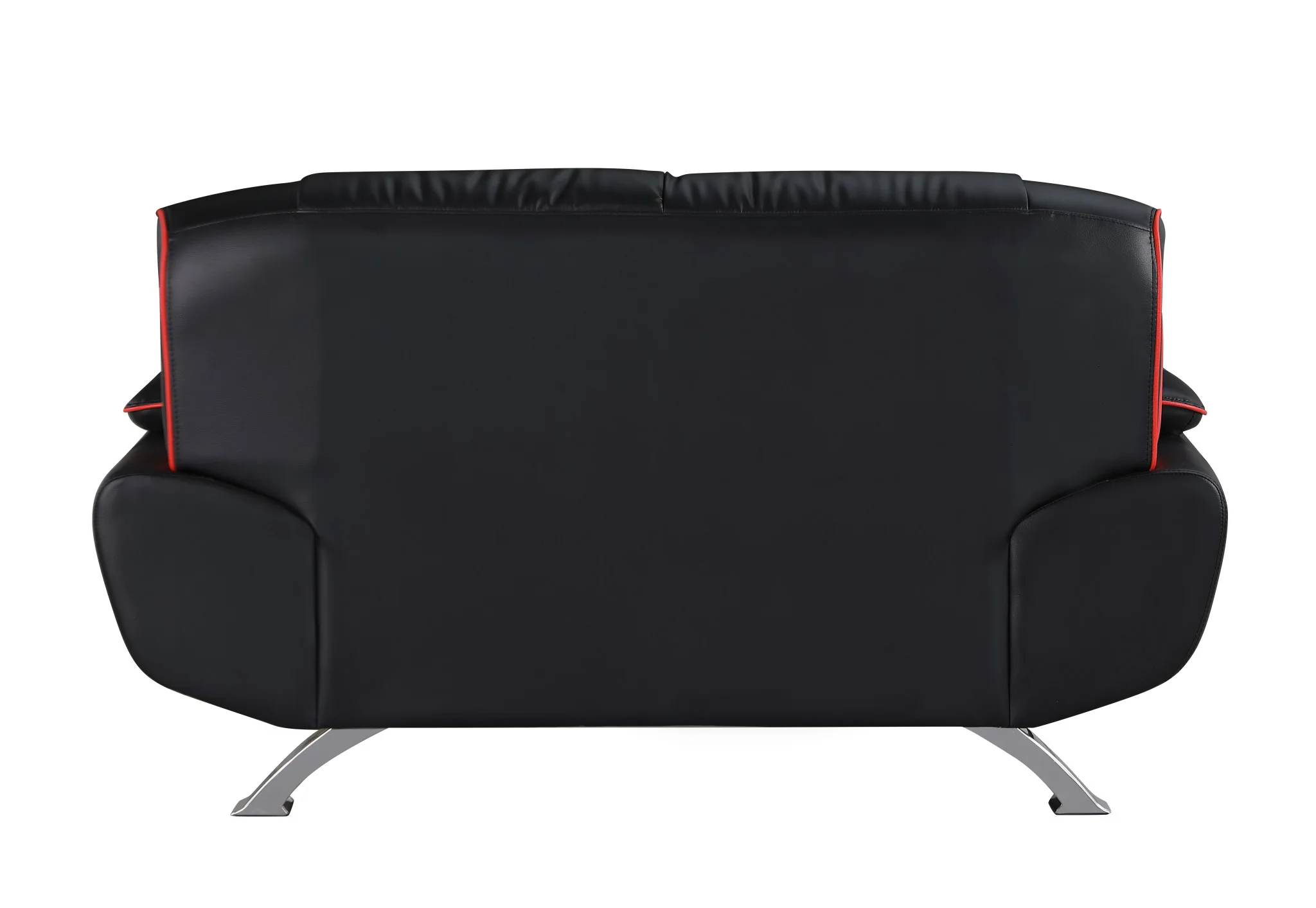 Black And Silver Faux Leather Loveseat By Homeroots - Image 7