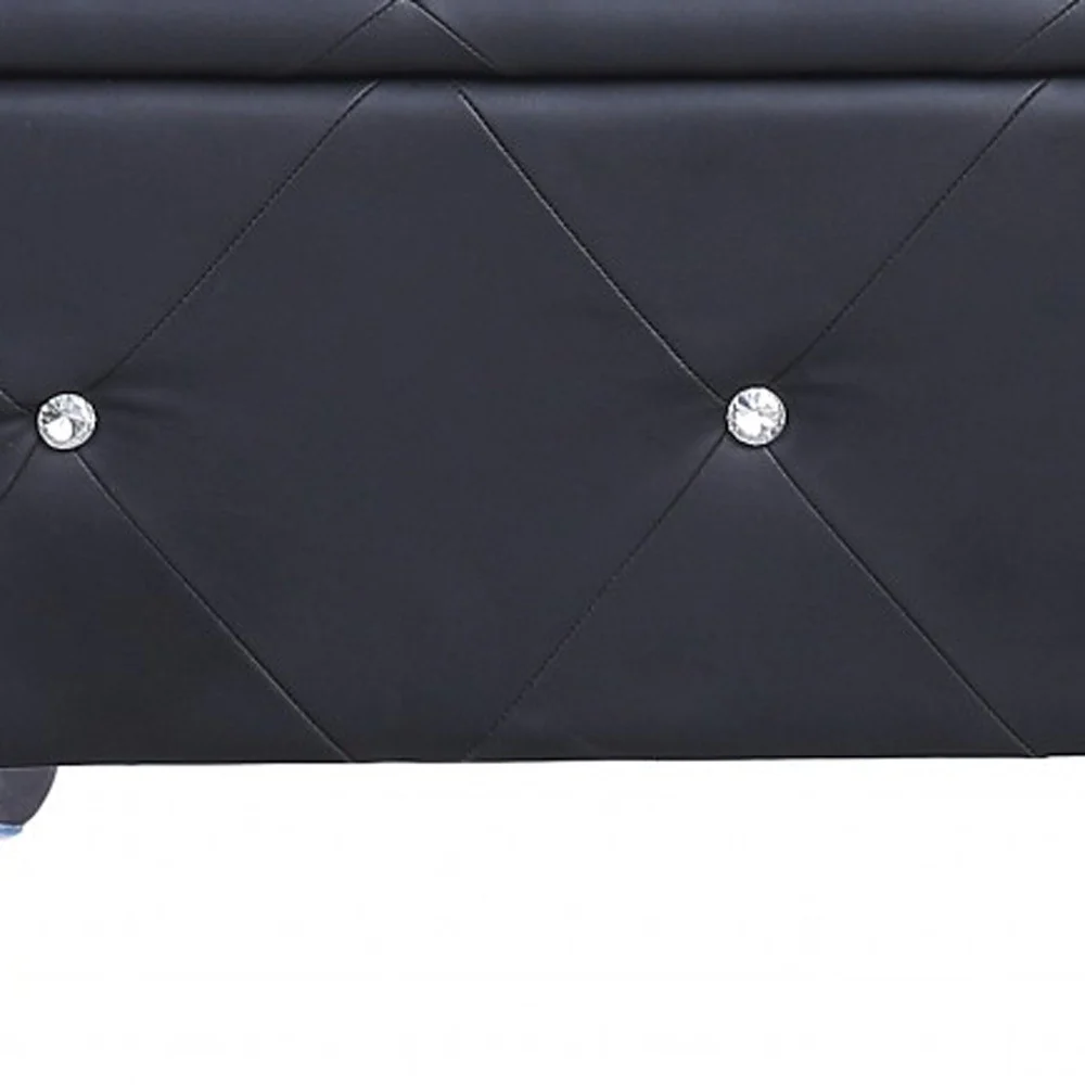 Black and Silver Faux Leather Storage Bench With Flip Top By Homeroots - Image 3