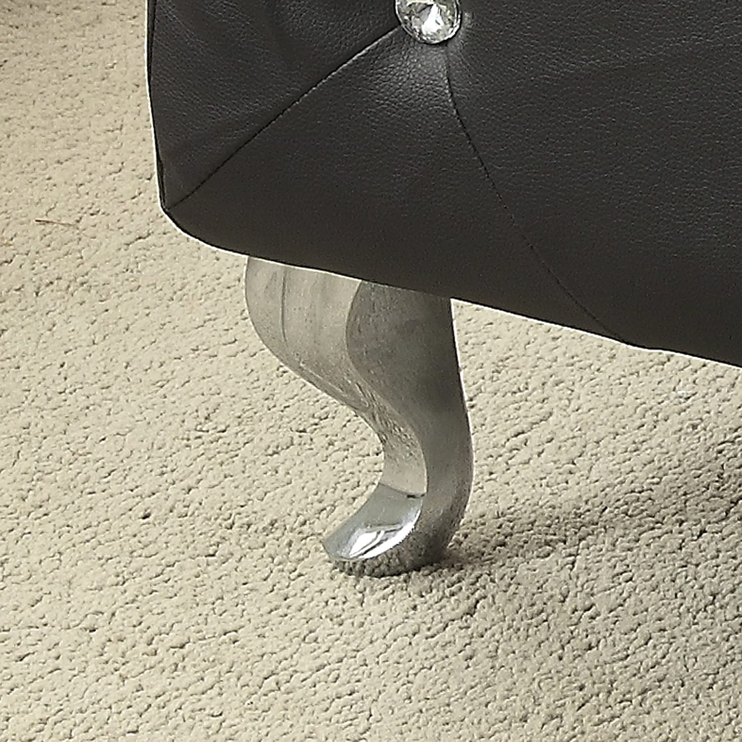 Black and Silver Faux Leather Storage Bench With Flip Top By Homeroots - Image 8