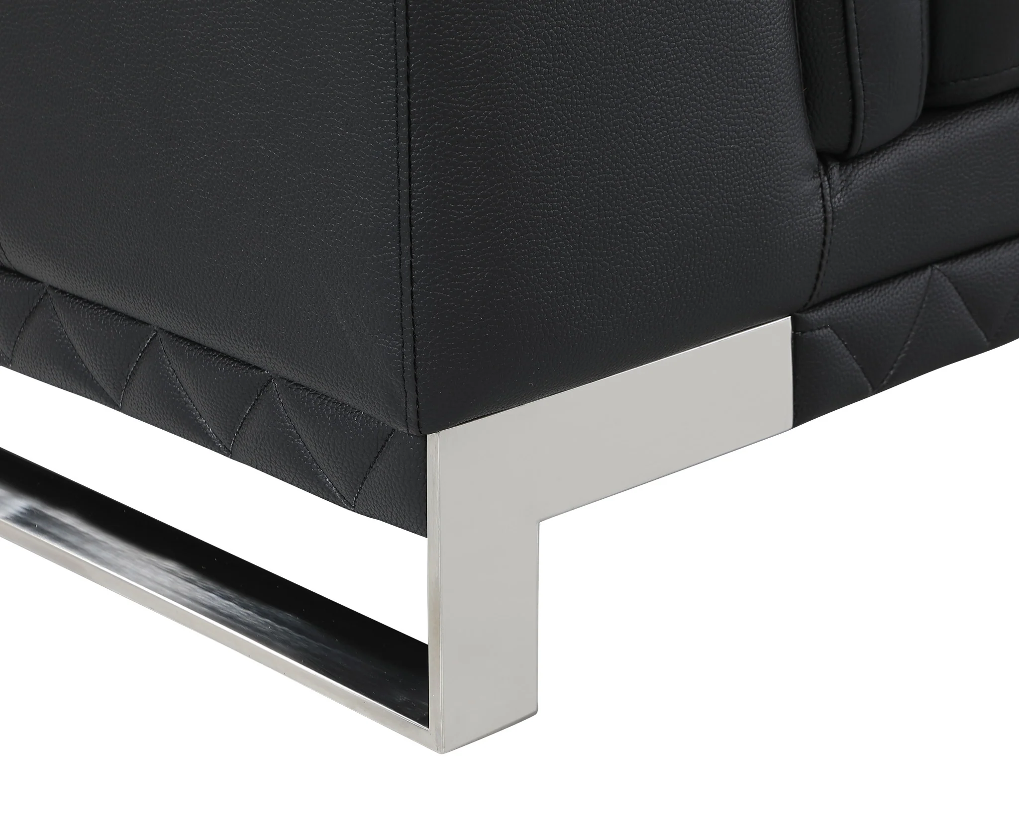 Black And Silver Genuine Leather Love Seat By Homeroots - Image 3