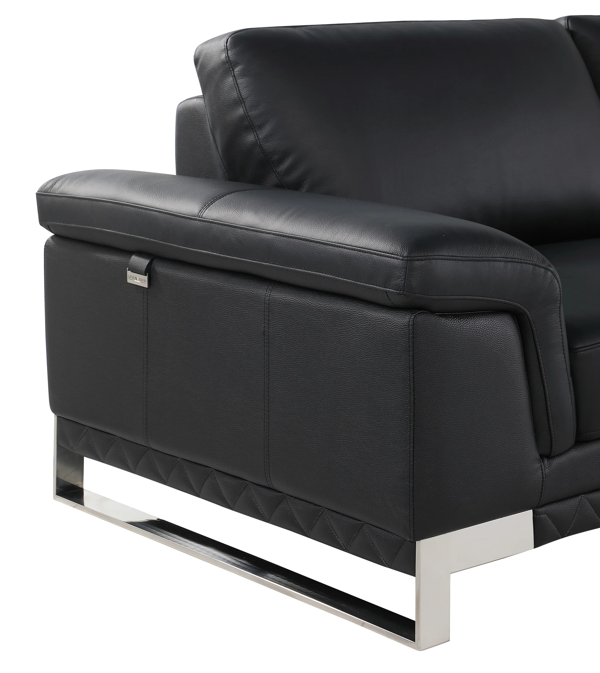 Black And Silver Genuine Leather Love Seat By Homeroots - Image 5