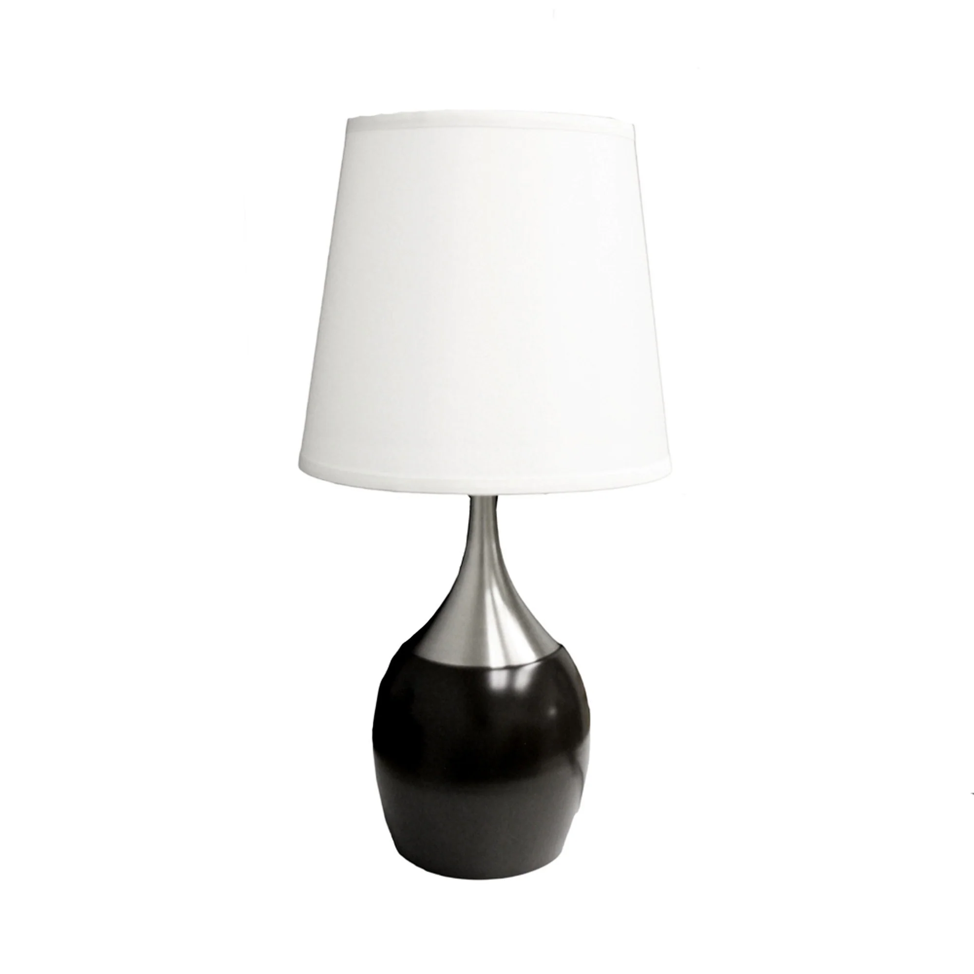 Black and Silver Gourd Table Lamp With White Tapered Drum Shade By Homeroots - Image 2