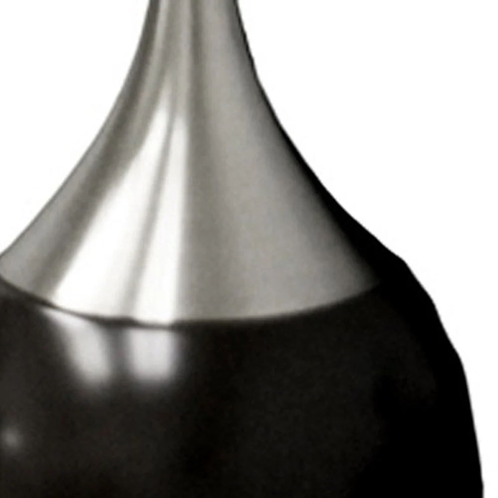 Black and Silver Gourd Table Lamp With White Tapered Drum Shade By Homeroots - Image 5