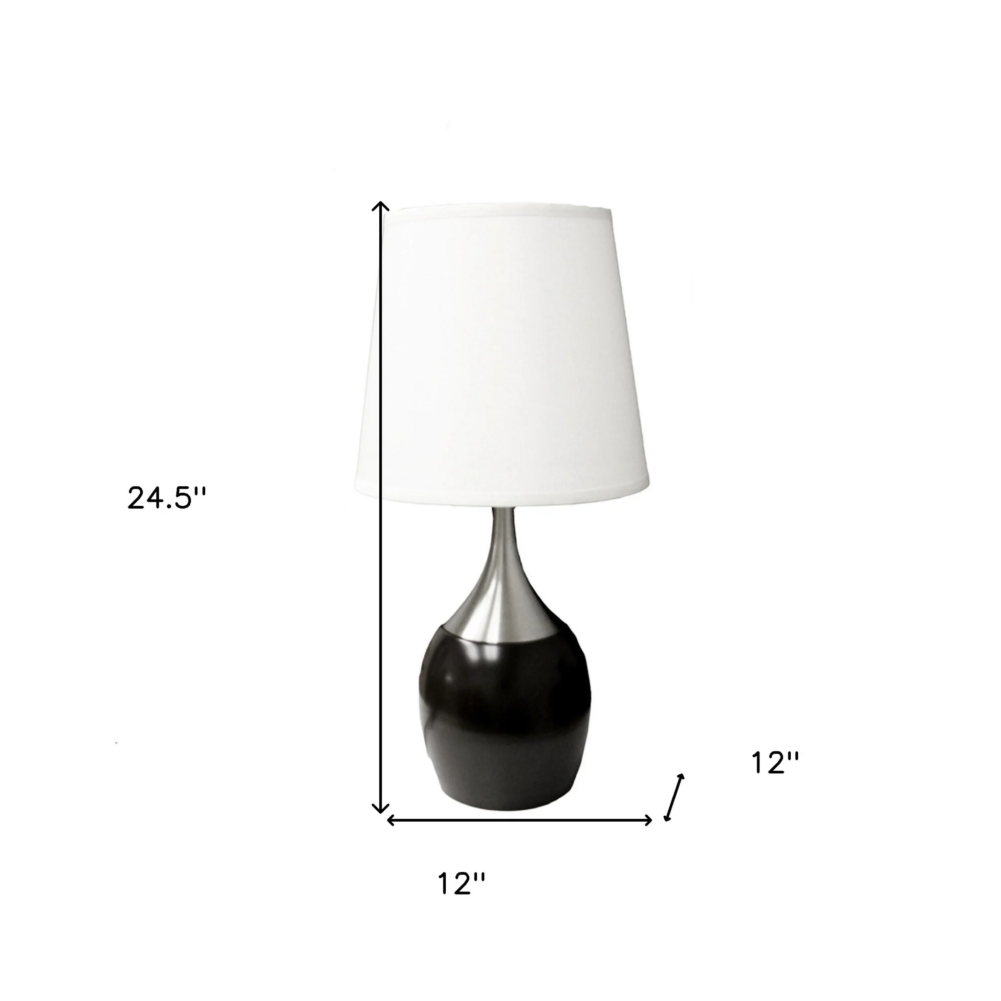 Black and Silver Gourd Table Lamp With White Tapered Drum Shade By Homeroots - Image 6
