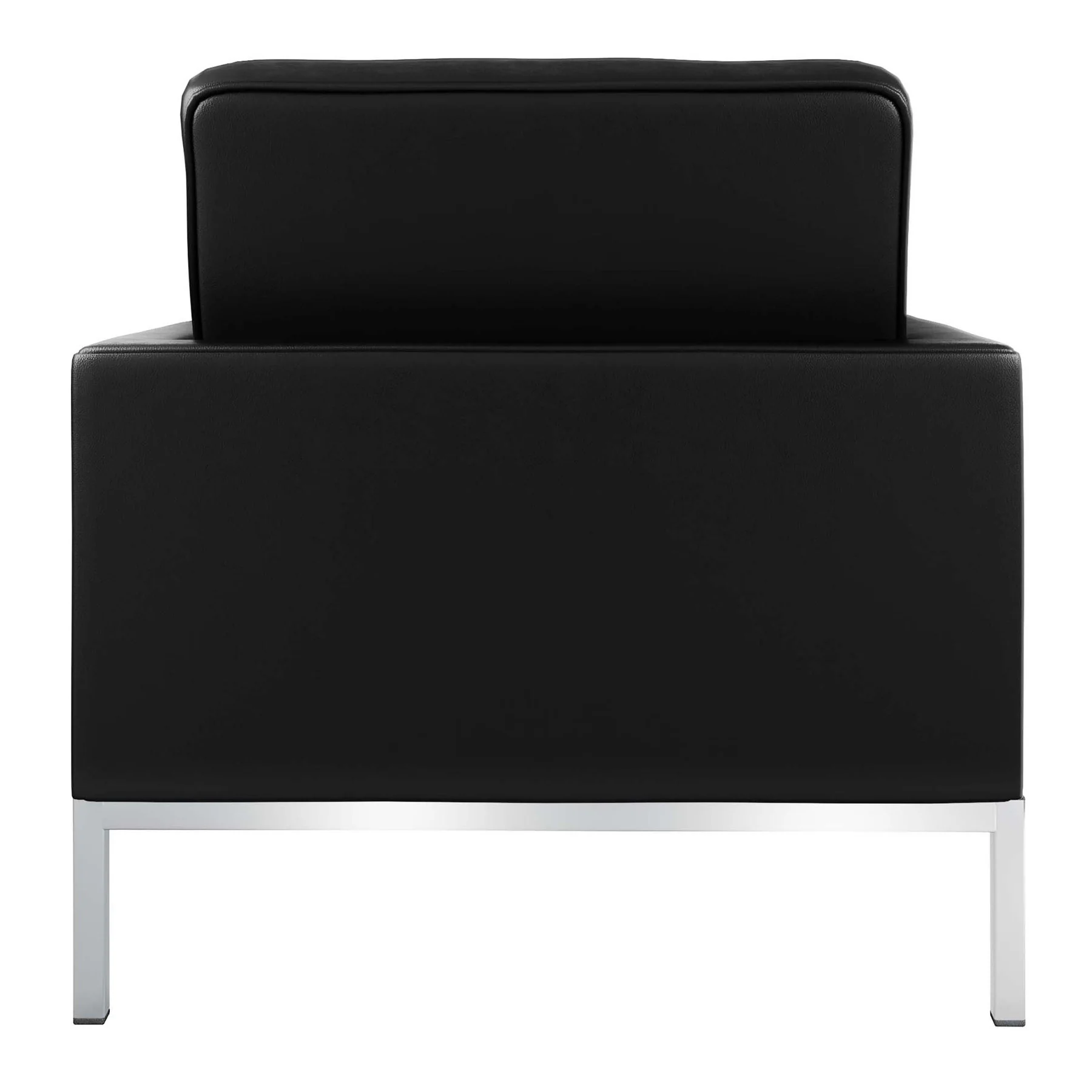 Black and Silver Italian Leather Tufted Club Chair By Homeroots - Image 5