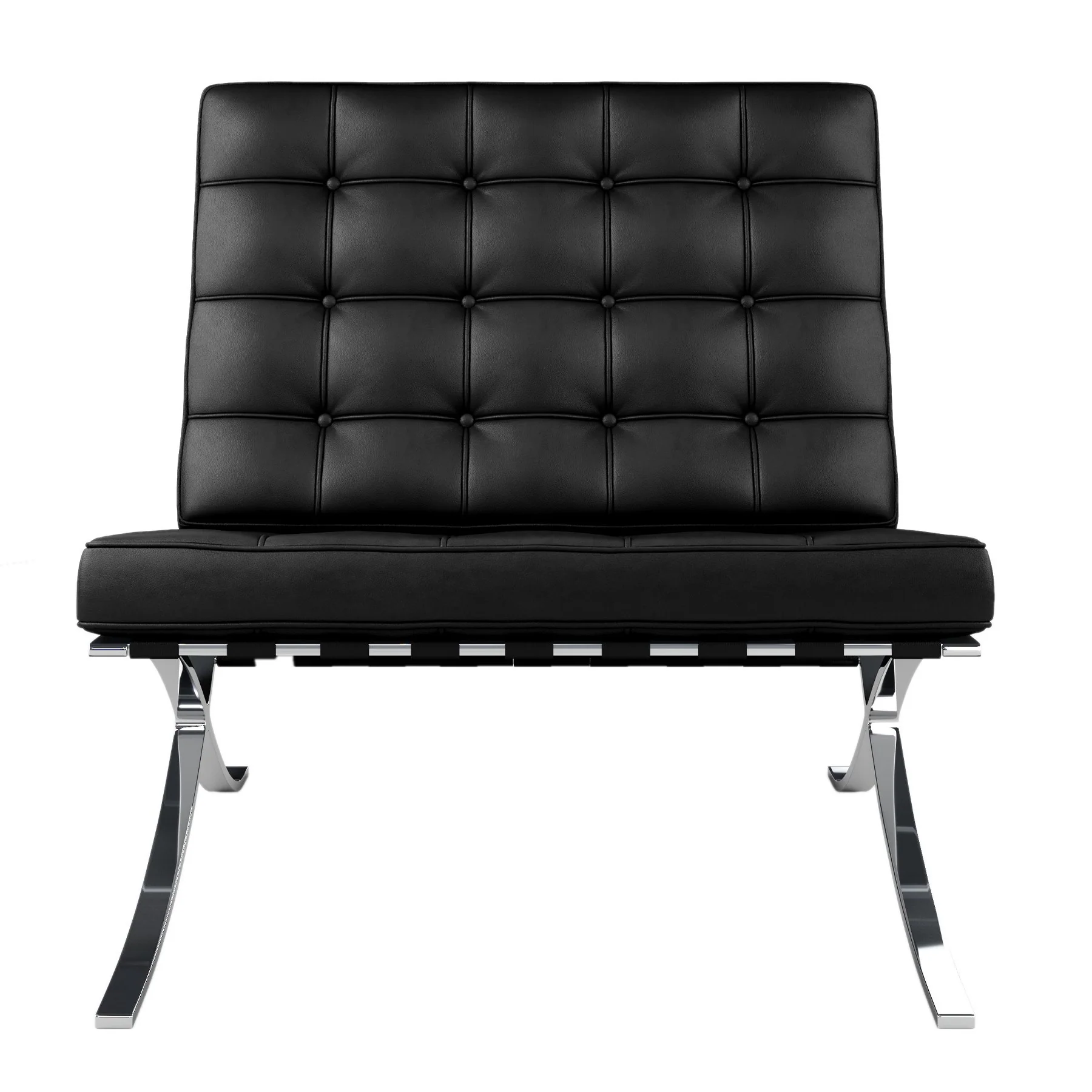 Black and Silver Italian Leather Tufted Lounge Chair By Homeroots - Image 2