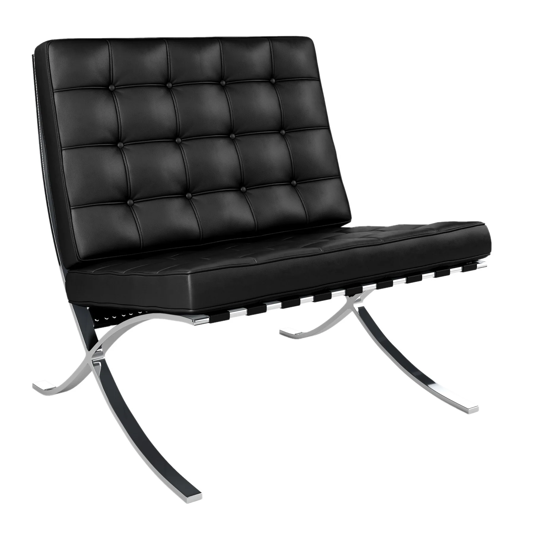 Black and Silver Italian Leather Tufted Lounge Chair By Homeroots - Image 3