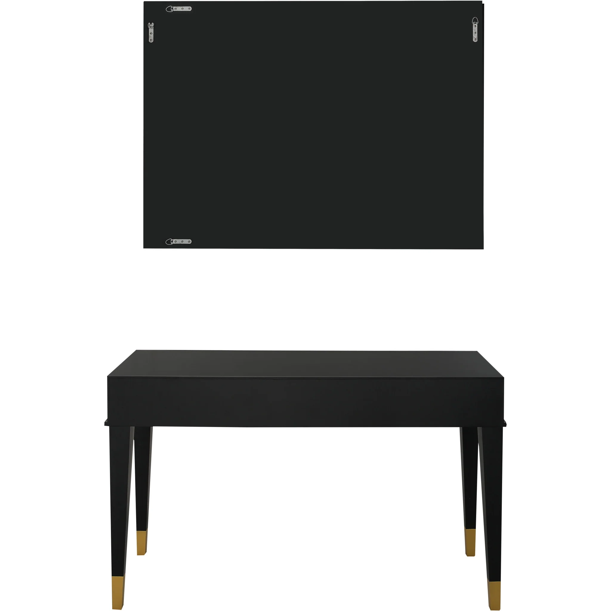 Black And Silver Mirrored Wood And Glass Console Table With Two Drawers By Homeroots - Image 7
