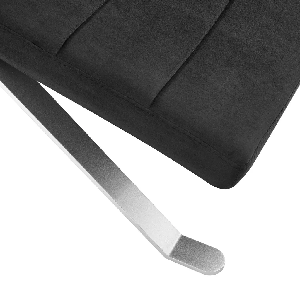 Black and Silver Velvet Lounge Chair By Homeroots - Image 8