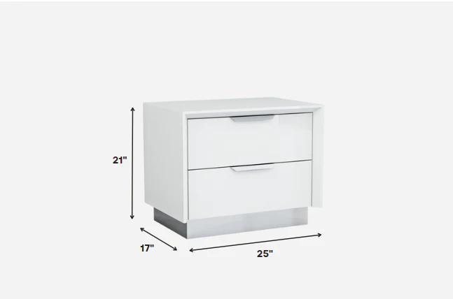 Black And Stainless Steel Two Drawer Nightstand By Homeroots - Image 12