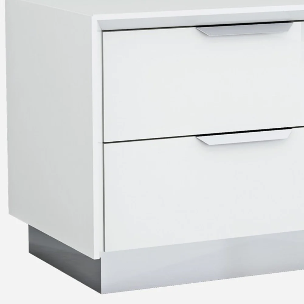 Black And Stainless Steel Two Drawer Nightstand By Homeroots - Image 14