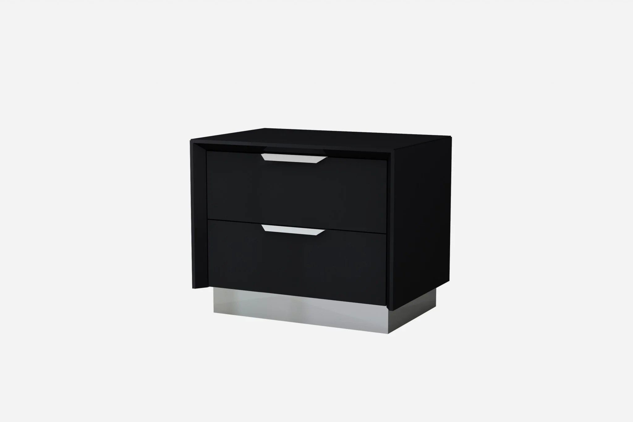 Black And Stainless Steel Two Drawer Nightstand By Homeroots - Image 3