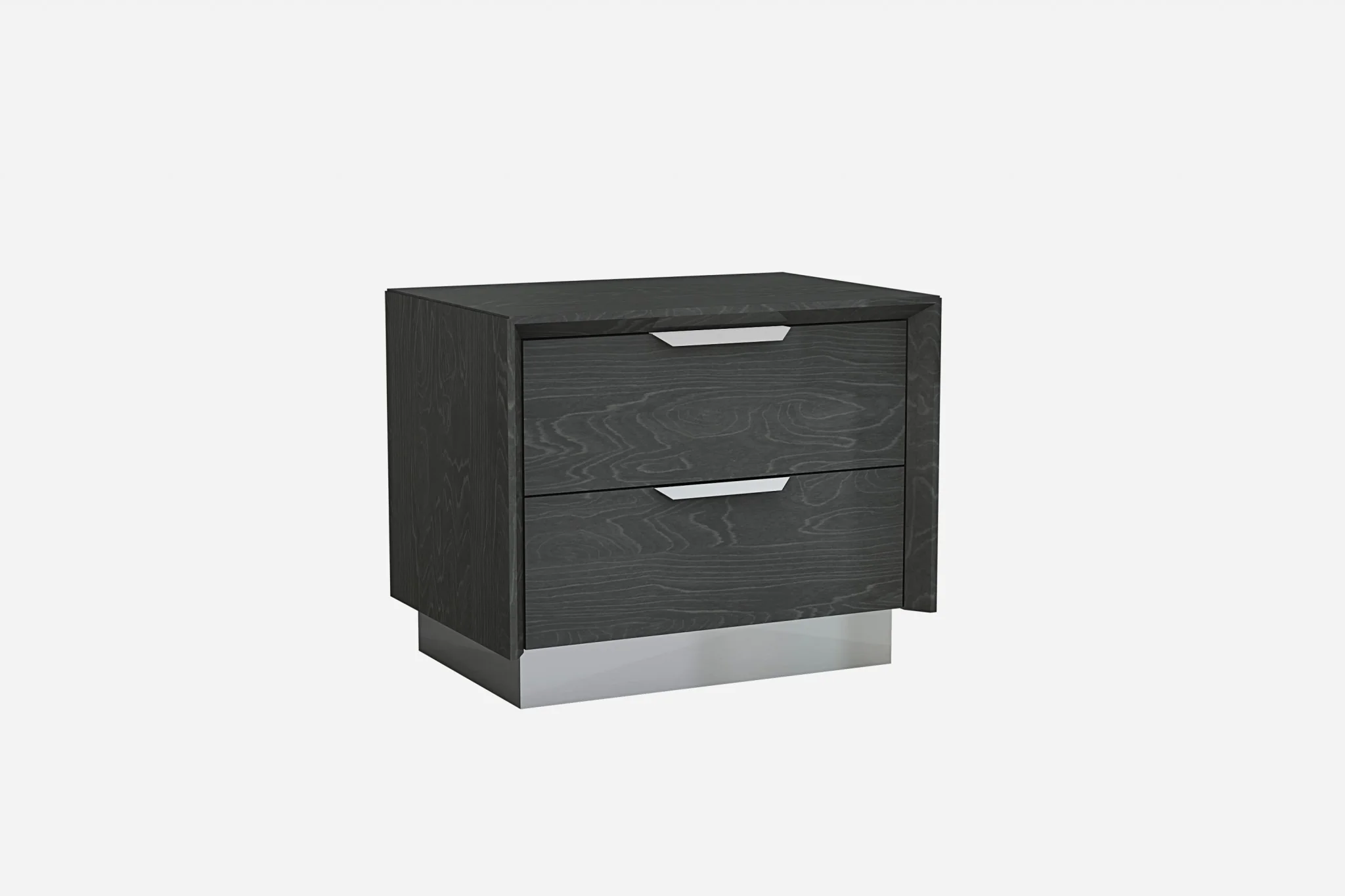 Black And Stainless Steel Two Drawer Nightstand By Homeroots - Image 6