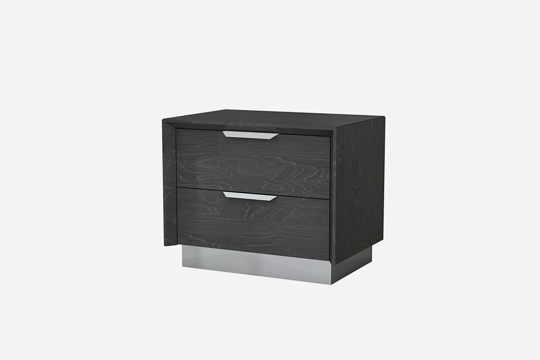 Black And Stainless Steel Two Drawer Nightstand By Homeroots - Image 8