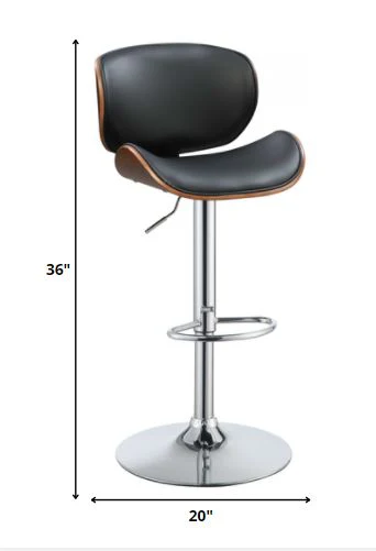 Black And Walnut Adjustable Stool By Homeroots - 286643 - Image 2