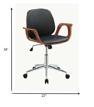 Black And Walnut Office Chair By Homeroots - 286619 - Image 4