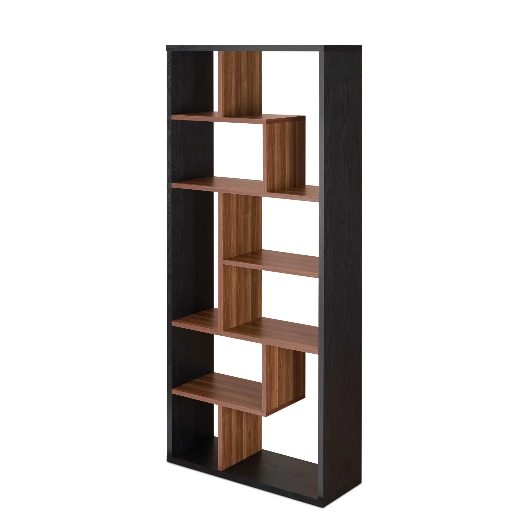 Black And Walnut Veneer Cube Bookcase By Homeroots - Image 2