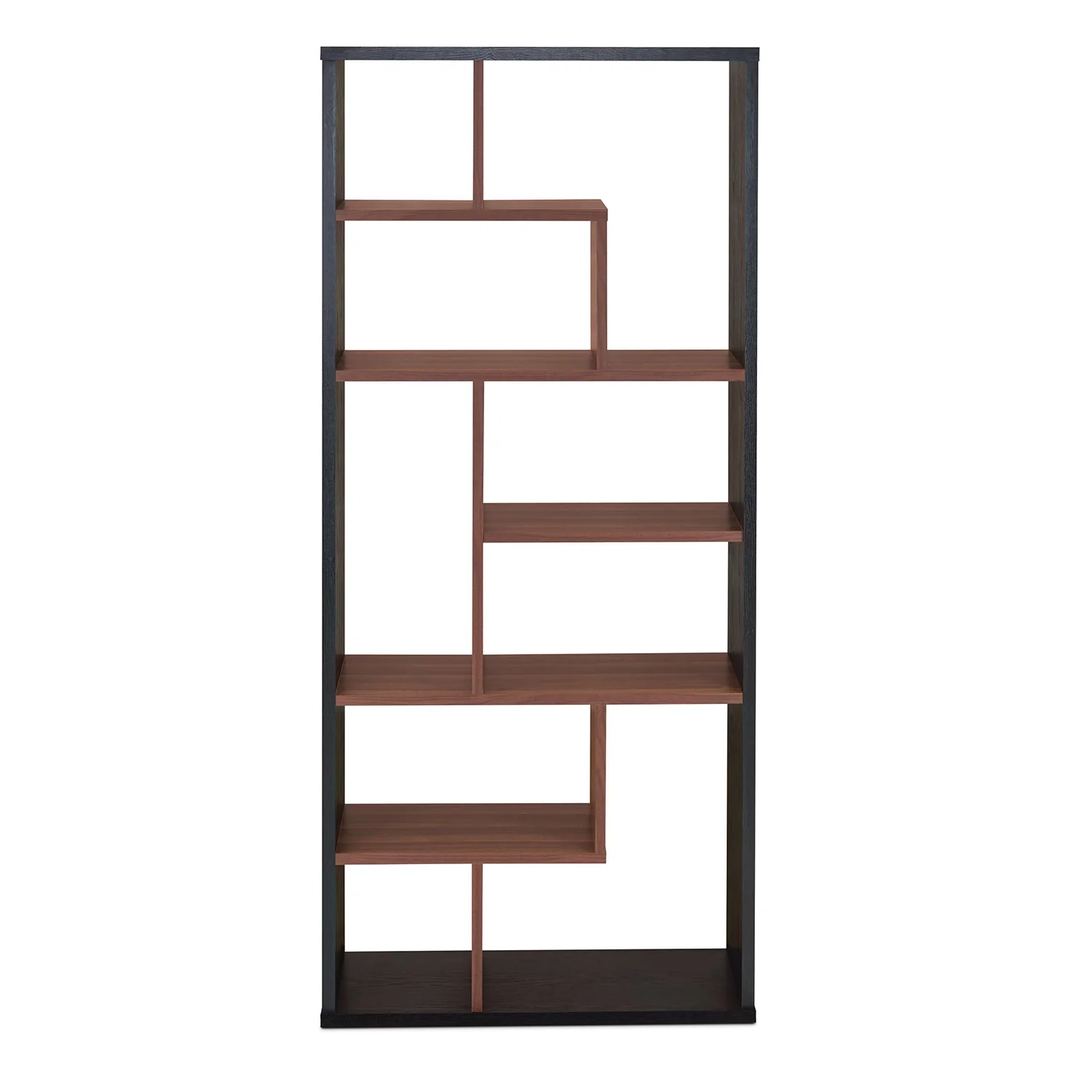 Black And Walnut Veneer Cube Bookcase By Homeroots - Image 3