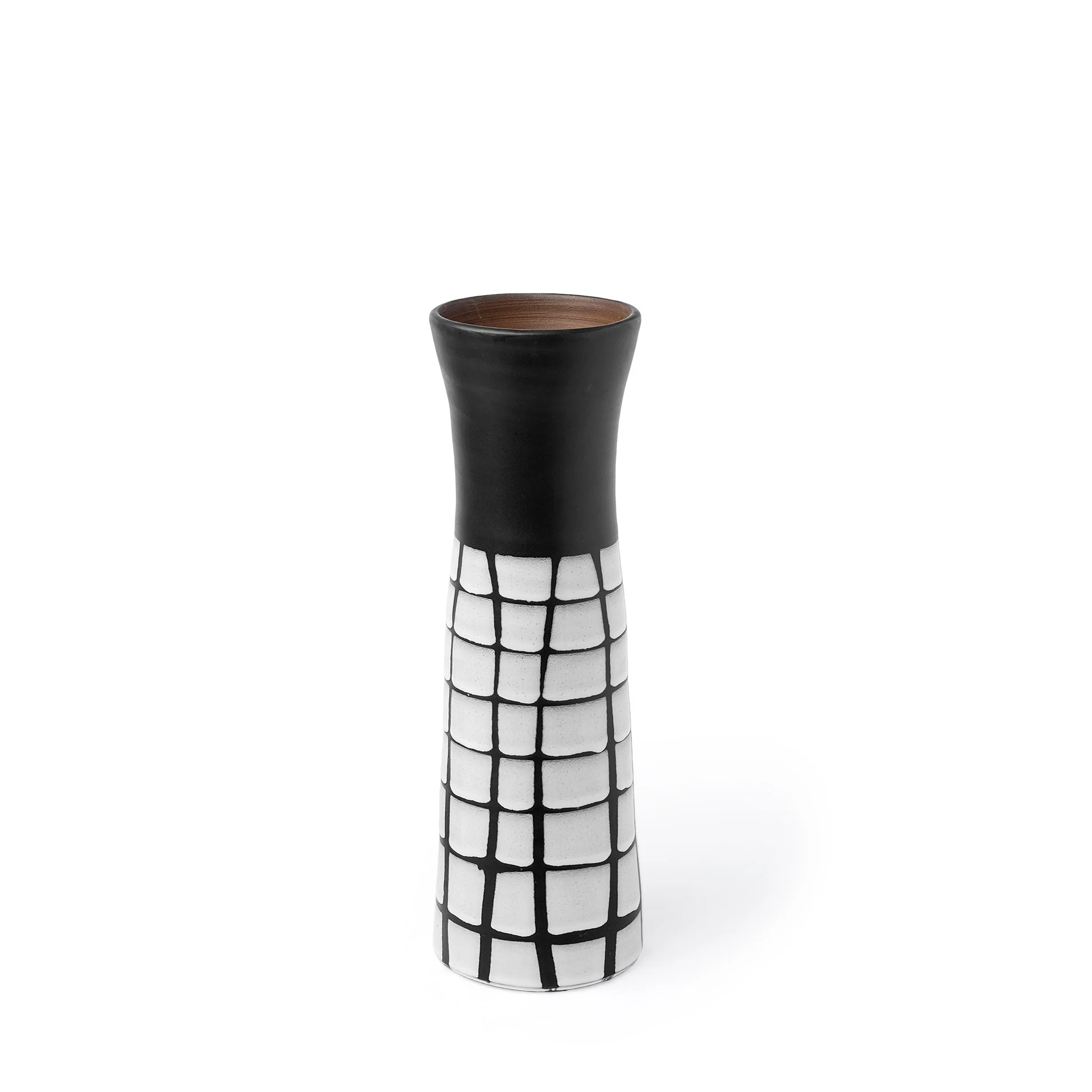 Black And White Abstract Cylinder Ceramic Table Vase By Homeroots - Image 2