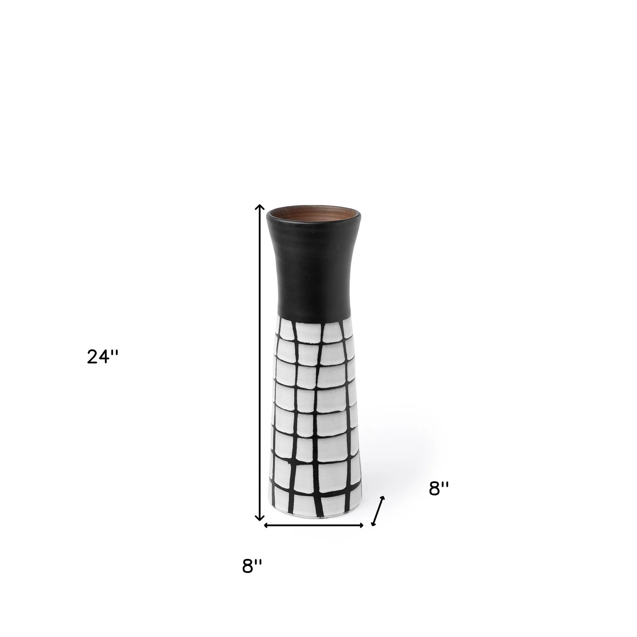 Black And White Abstract Cylinder Ceramic Table Vase By Homeroots - Image 6