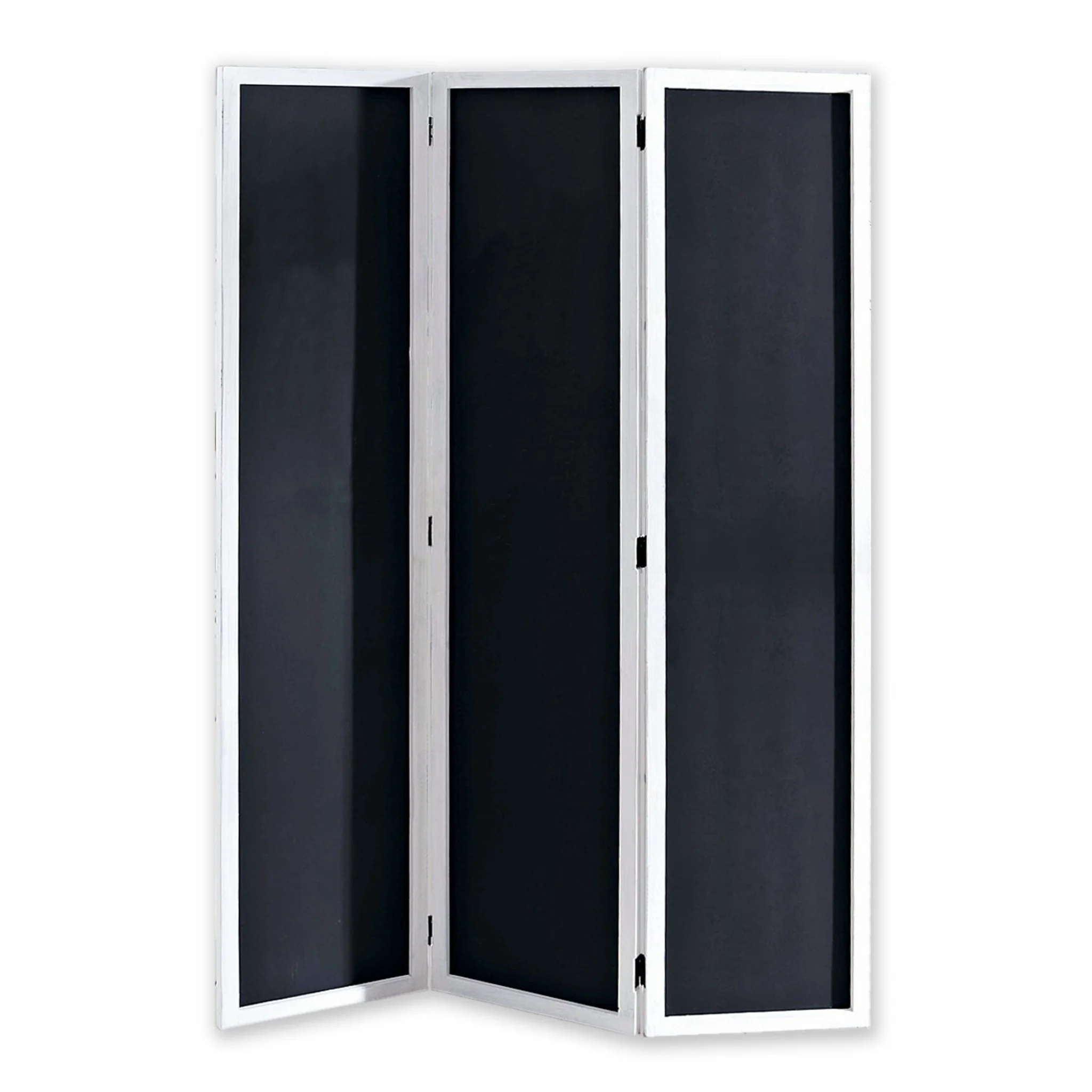 Black and White Chalkboard Wood Folding Three Panel Screen Room Divider By Homeroots - Image 4
