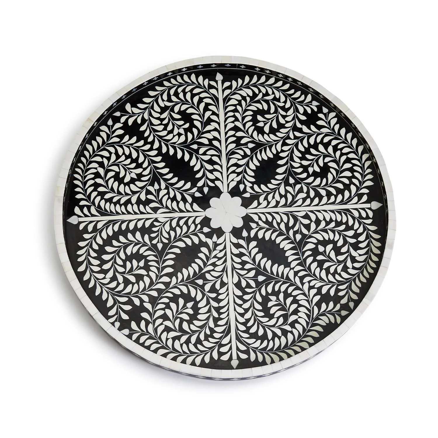 Black and White Decorative Round Serving Tray By Tozai Home - Image 2