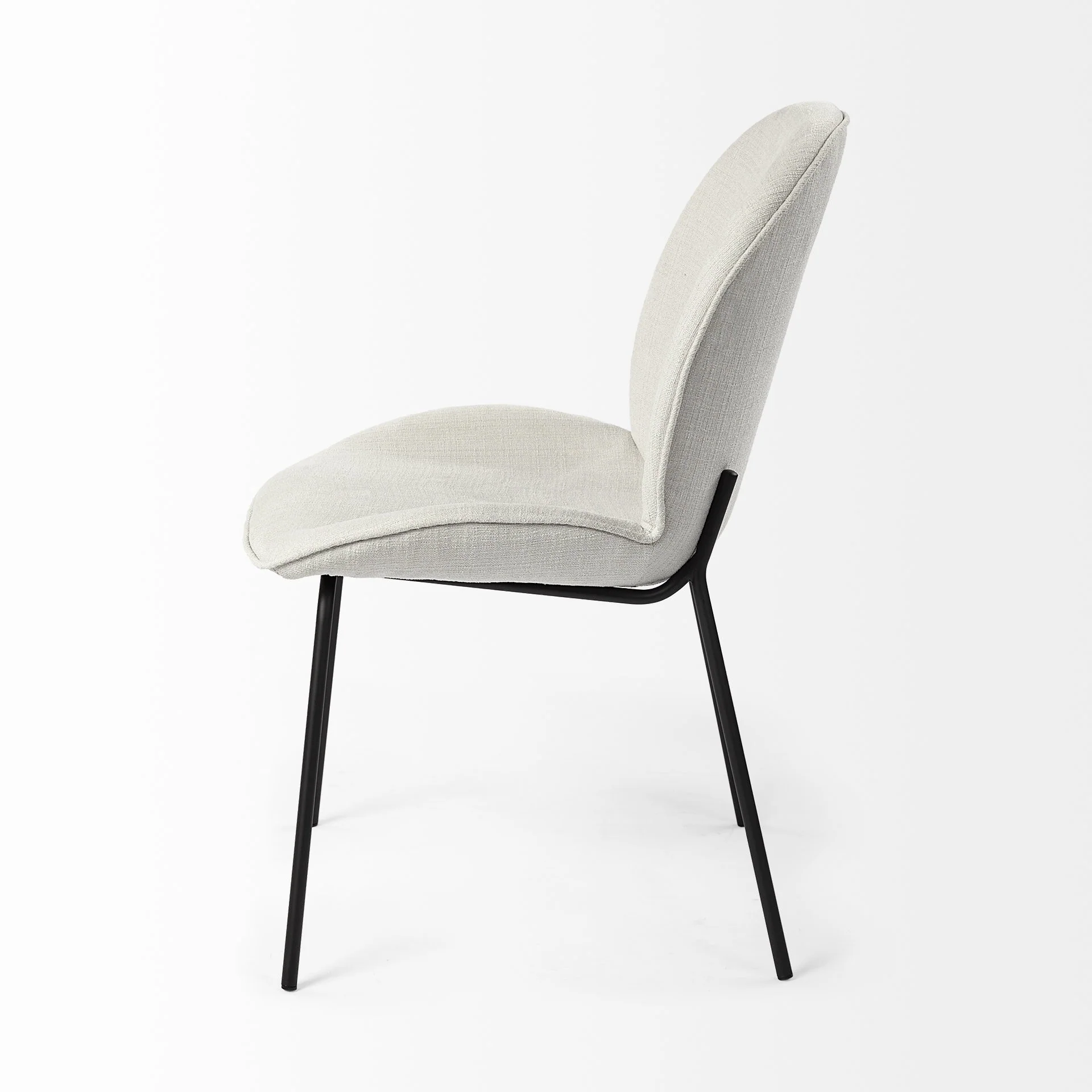 Black And White Flaired Seat Fabric Dining Chair By Homeroots - Image 3