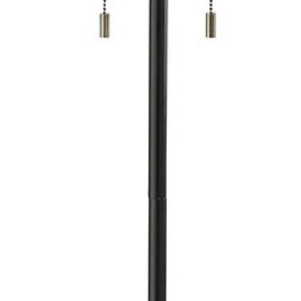 Black And White Floor Lamp With White Fabric Drum Shade By Homeroots - Image 2