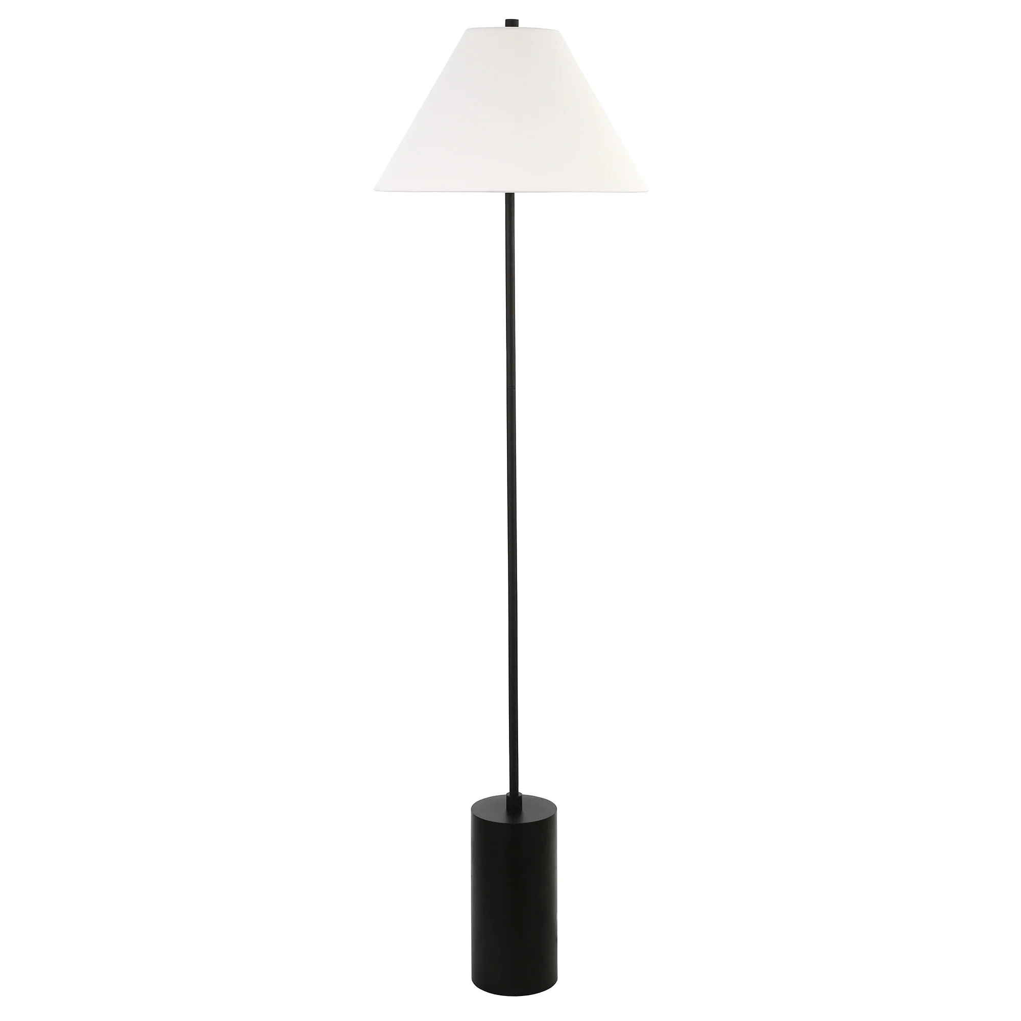 Black And White Floor Lamp With White Fabric Empire Shade By Homeroots - Image 2