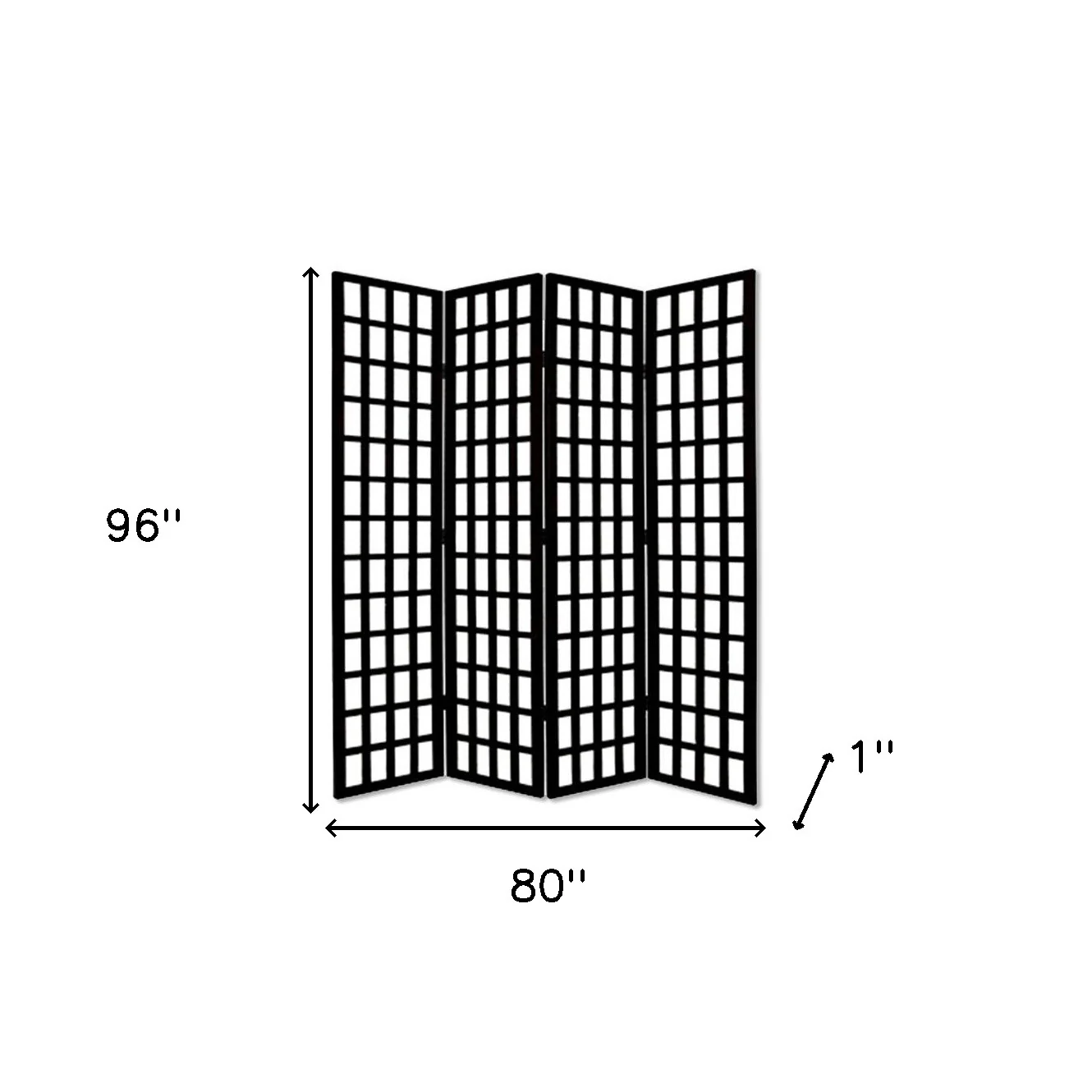 Black And White Folding Four Panel Screen Room Divider By Homeroots - Image 3