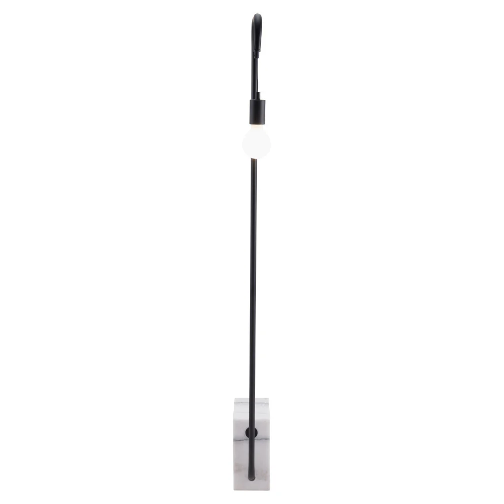 Black And White Marble And Steel LED Floor Lamp By Homeroots - Image 2