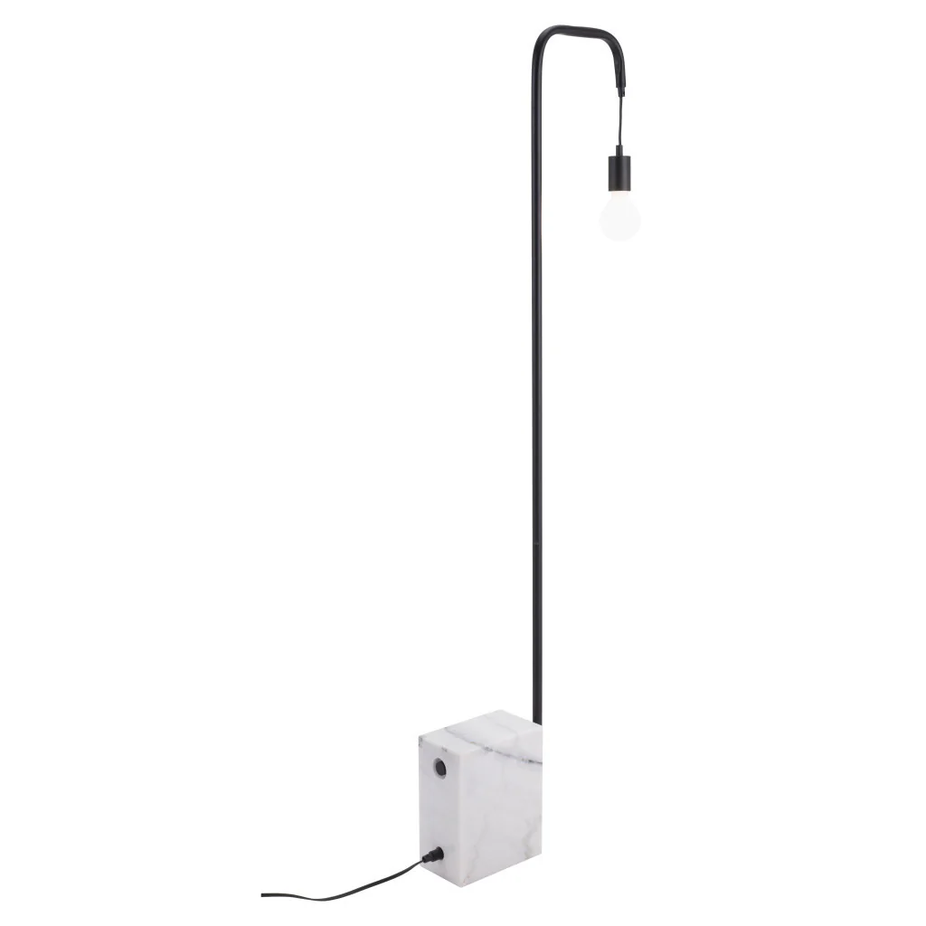 Black And White Marble And Steel LED Floor Lamp By Homeroots - Image 3
