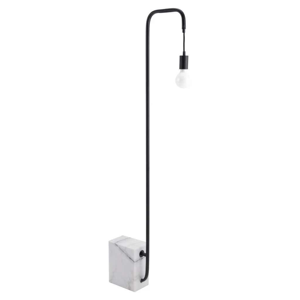 Black And White Marble And Steel LED Floor Lamp By Homeroots - Image 6
