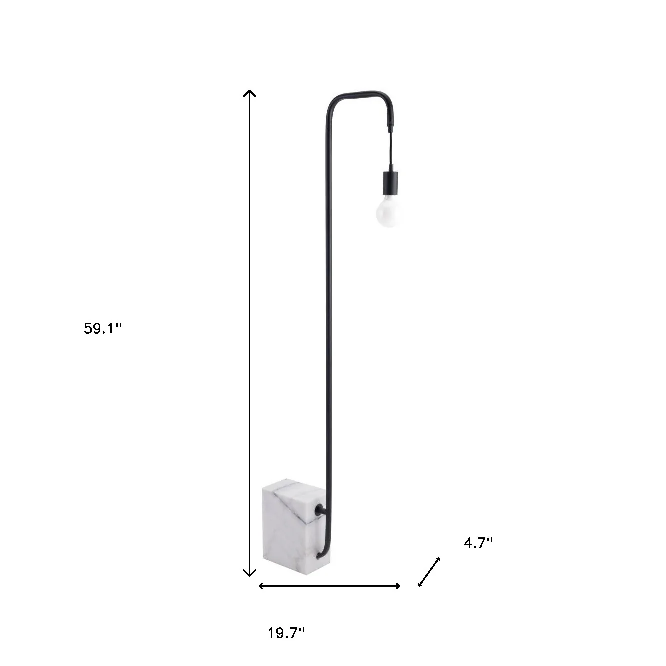 Black And White Marble And Steel LED Floor Lamp By Homeroots - Image 7