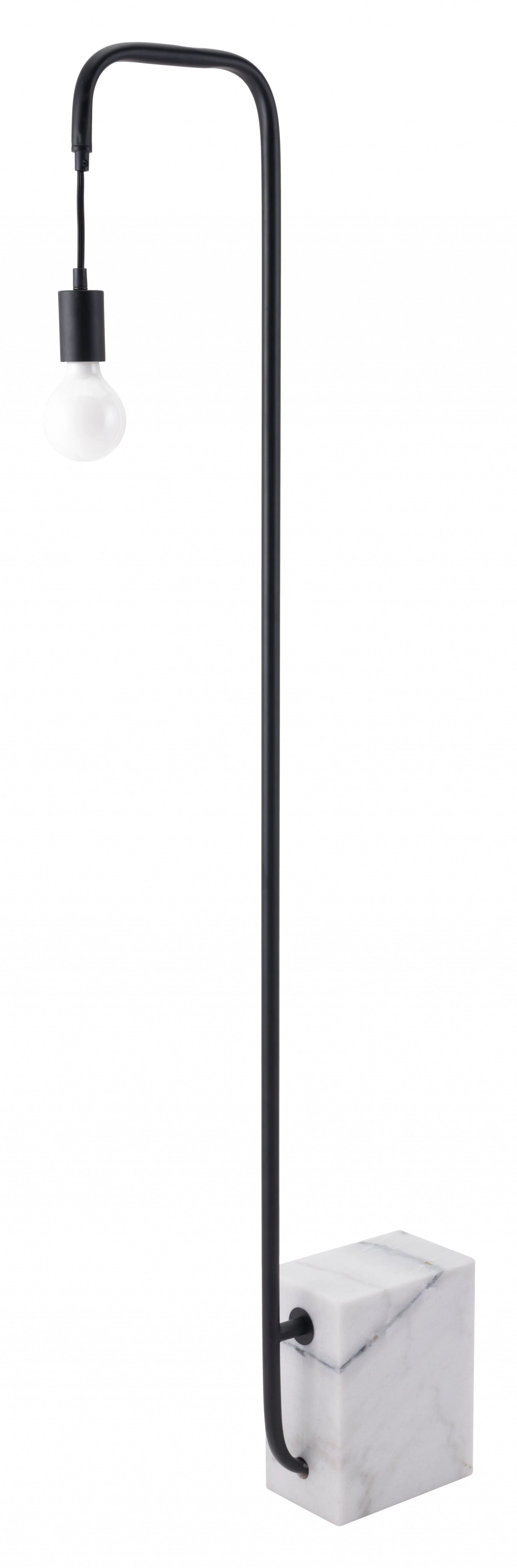 Black And White Marble And Steel LED Floor Lamp By Homeroots - Image 8