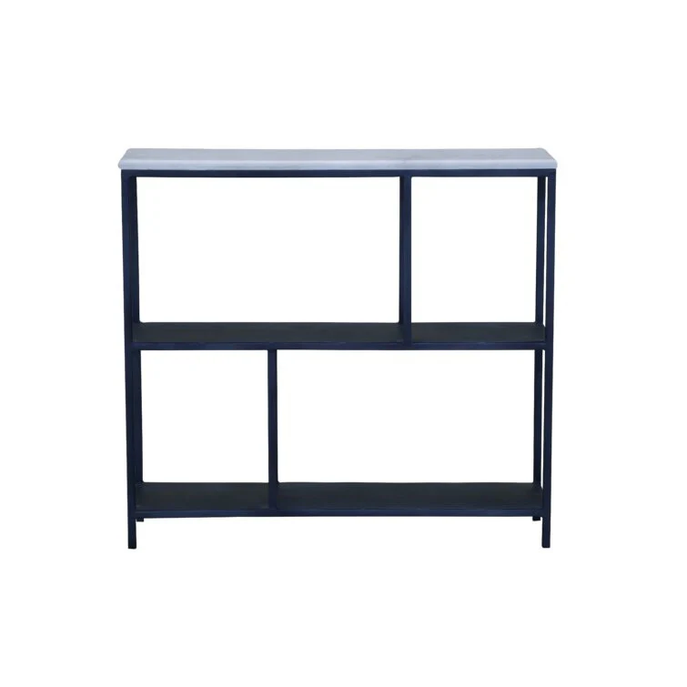 Black and White Marble Bookshelf By Homeroots - Image 2