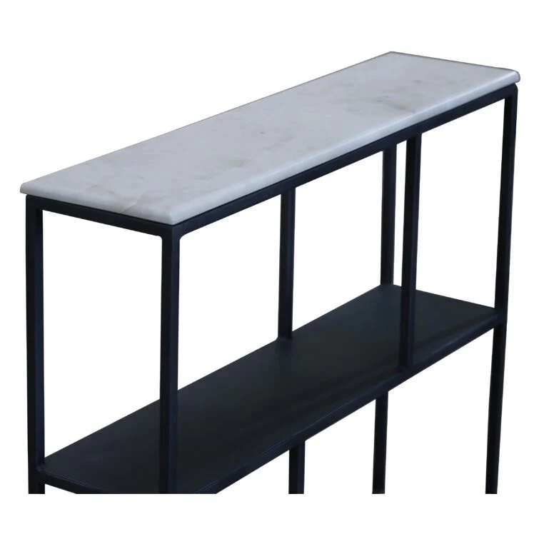 Black and White Marble Bookshelf By Homeroots - Image 3