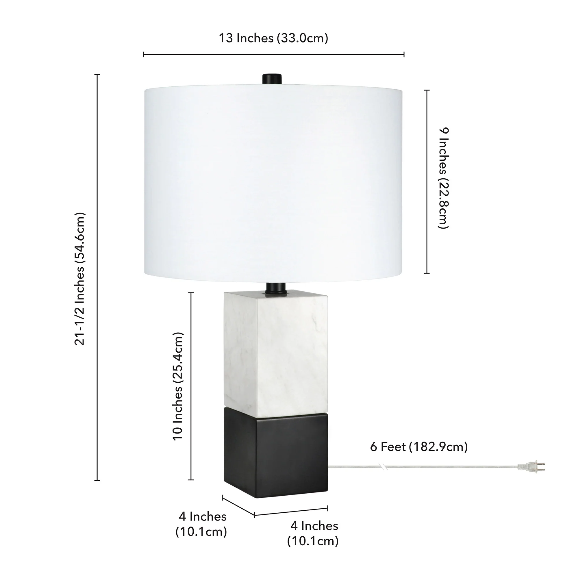 Black and White Marble Table Lamp With White Drum Shade By Homeroots - Image 5