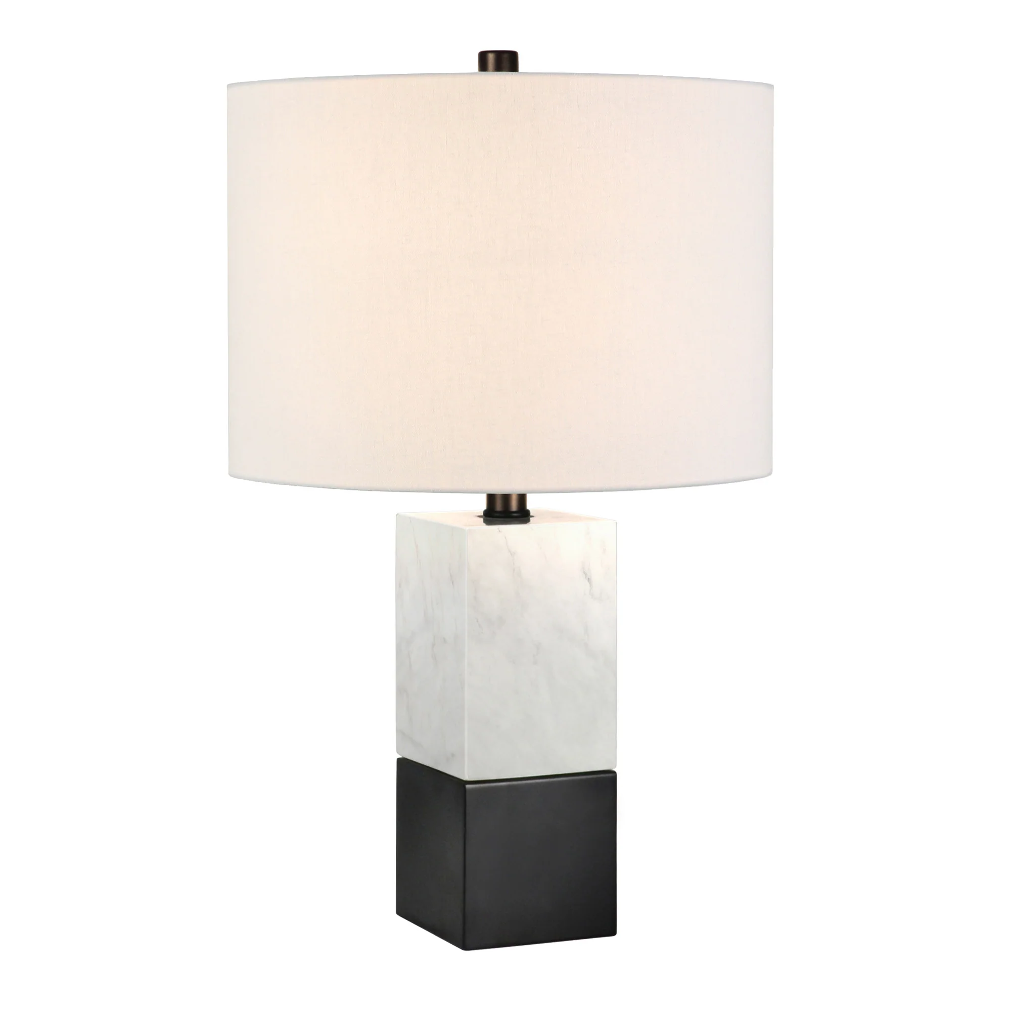Black and White Marble Table Lamp With White Drum Shade By Homeroots - Image 7