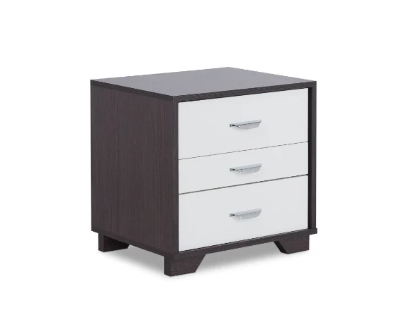 Black And White Metal 3 Drawer Nightstand By Homeroots - Image 2