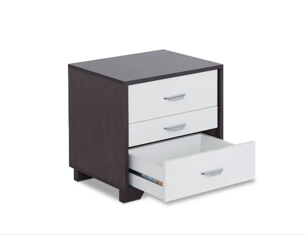 Black And White Metal 3 Drawer Nightstand By Homeroots - Image 3