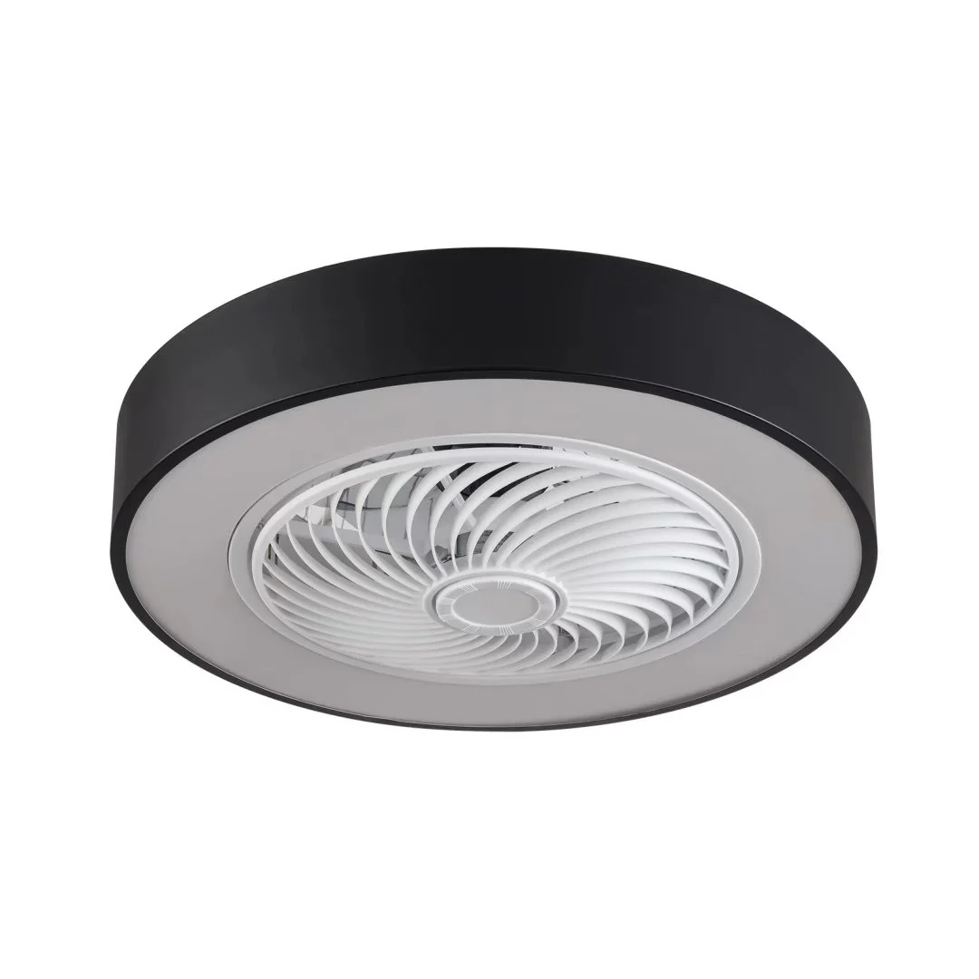 Black and White Mod Invisible Blade Ceiling Fan And Light By Homeroots - Image 4