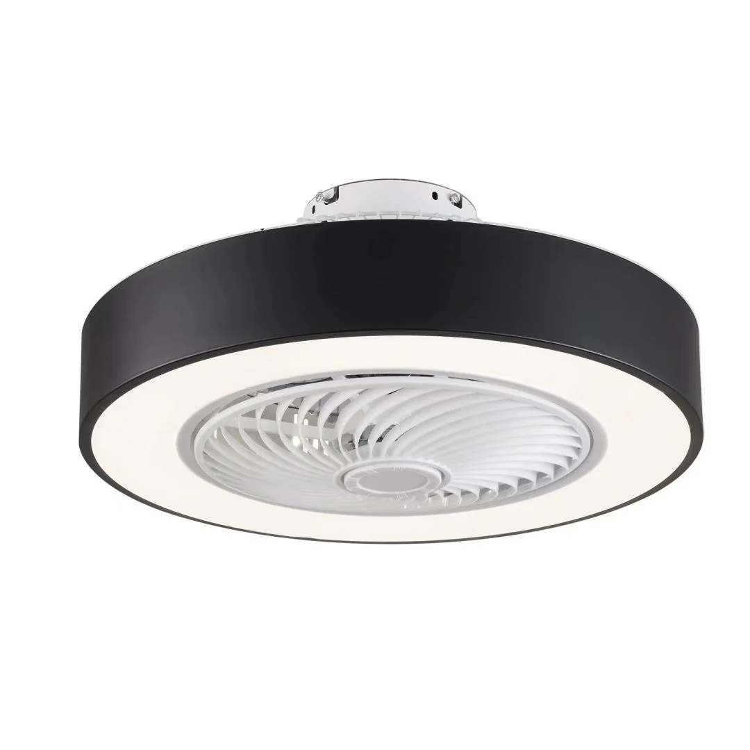Black and White Mod Invisible Blade Ceiling Fan And Light By Homeroots - Image 5
