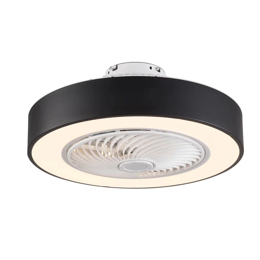 Black and White Mod Invisible Blade Ceiling Fan And Light By Homeroots - Image 6