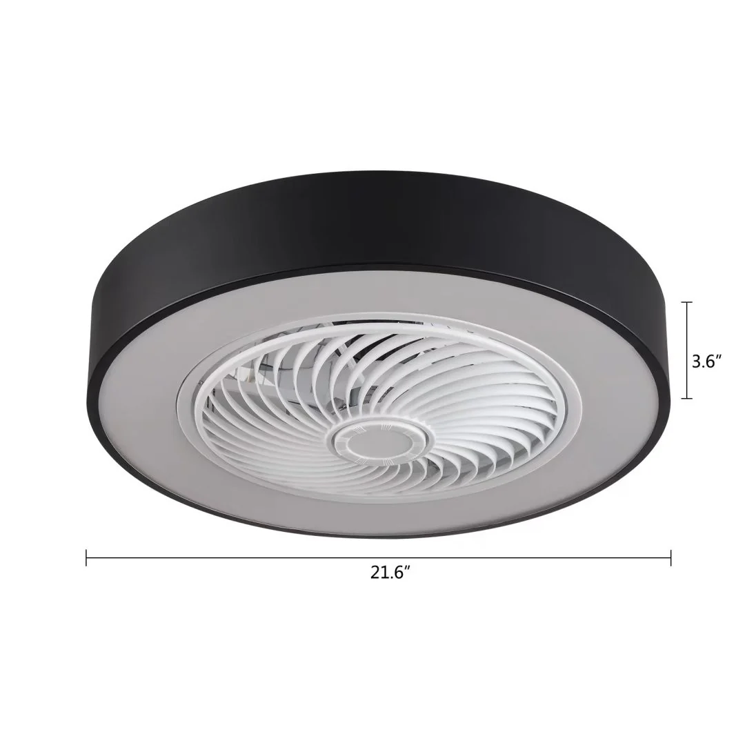 Black and White Mod Invisible Blade Ceiling Fan And Light By Homeroots - Image 7